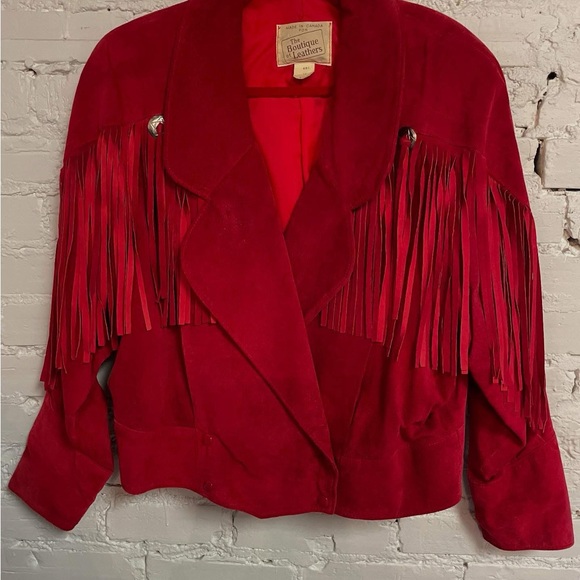 Vintage Jackets & Blazers - Red Fringed Women's Jacket